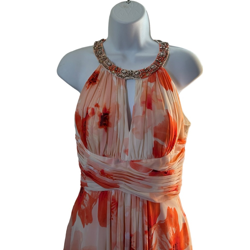 Eliza j fairycore floral romantic layer flowy maxi sz 4 dress whimsical coral - Picture 15 of 16